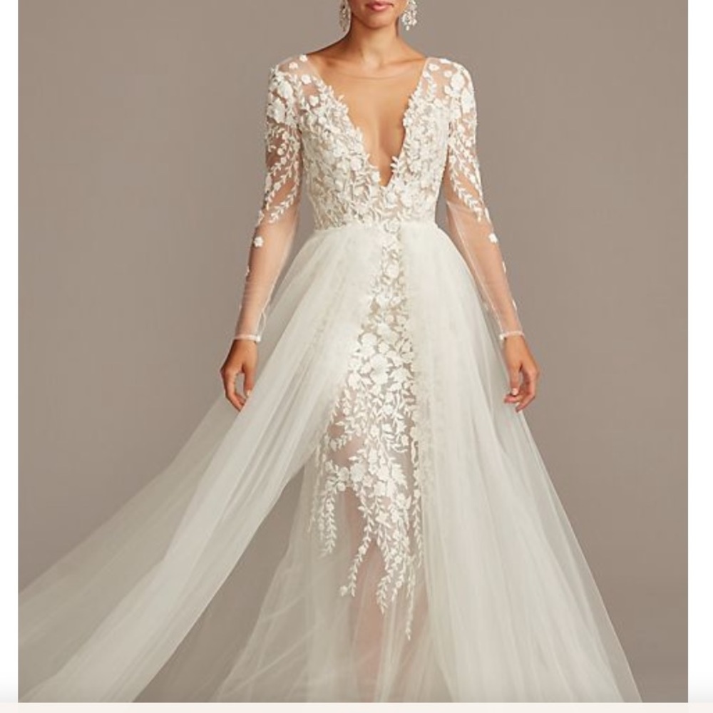Wedding Dress-Galina Signature Embroidered Floral Illusion With Veil Included